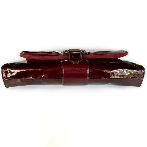 Christian Louboutin Patent Calfskin Liv Clutch with metal buckle, color Oxblood - Picture 11 of 16